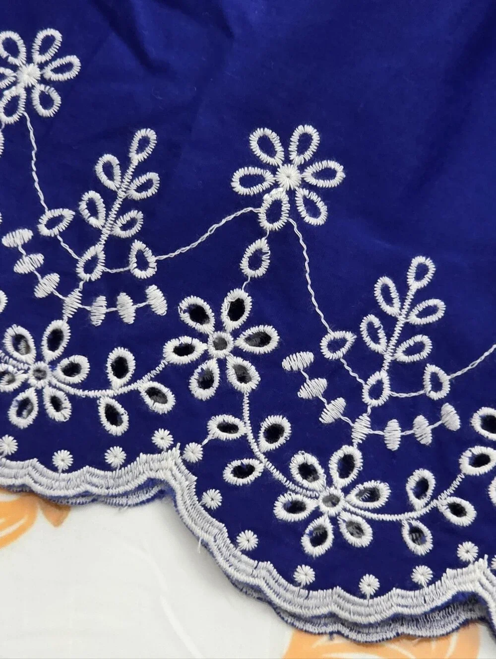 Gymboree Girls Blue Cotton White Embroidery Eyelet Fit & Flare Dress Size 12 NEW